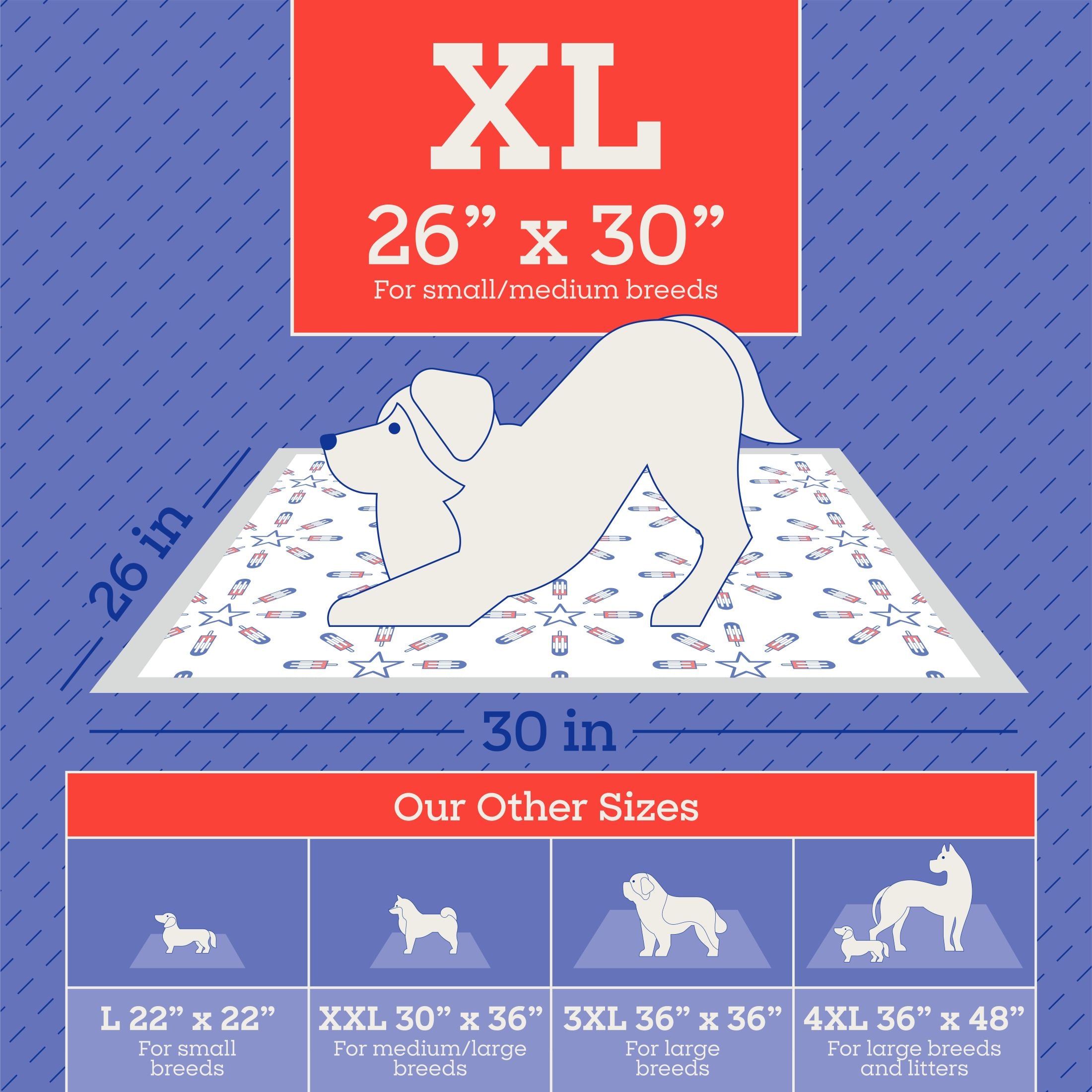 Smart Print Dog Pads, XL, America 250