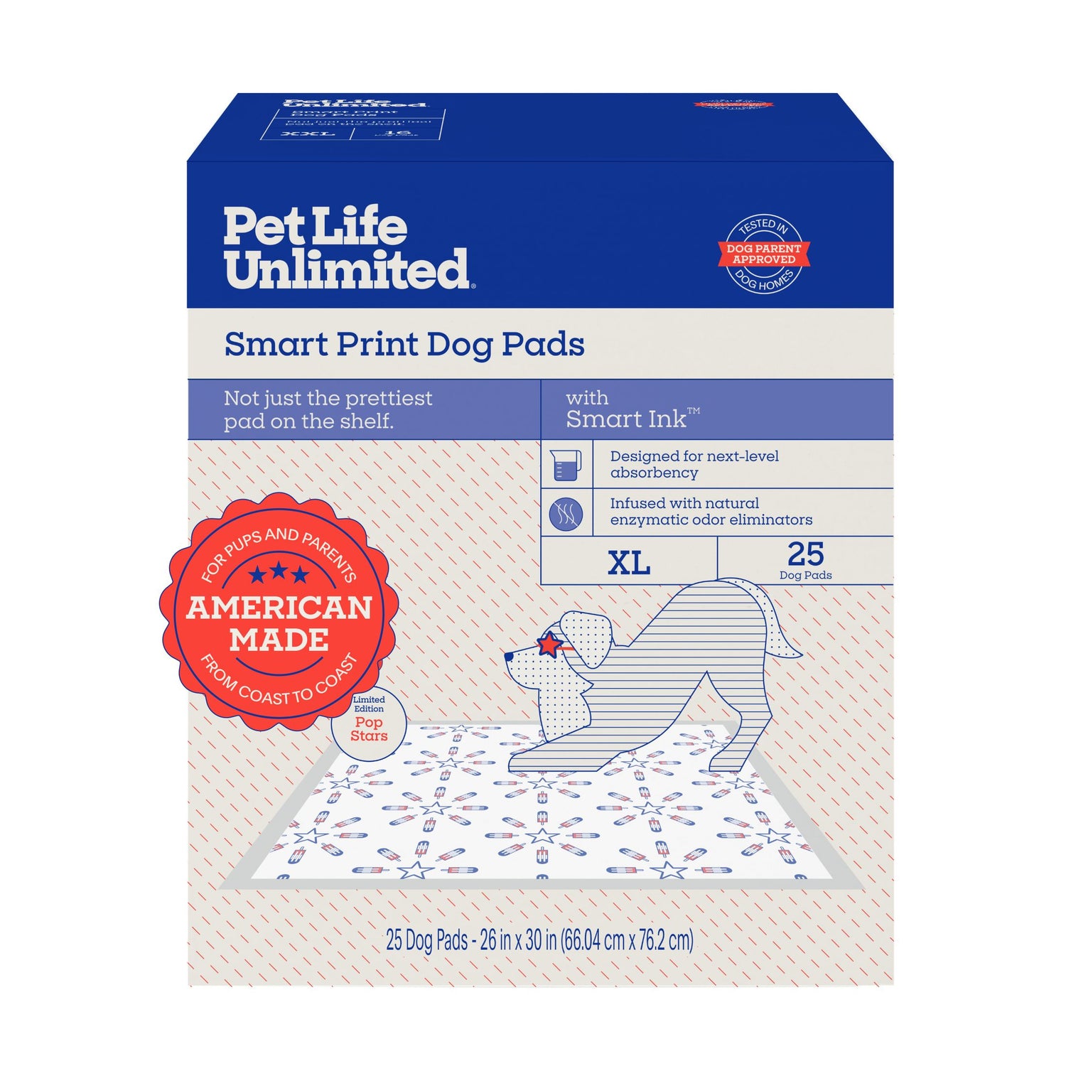 Smart Print Dog Pads, XL, America 250